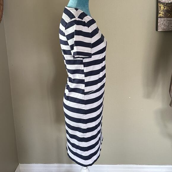 Draper James Dress Women 6 A-line Shift With Stretch, Navy White Stripe Perfect! - Picture 8 of 16